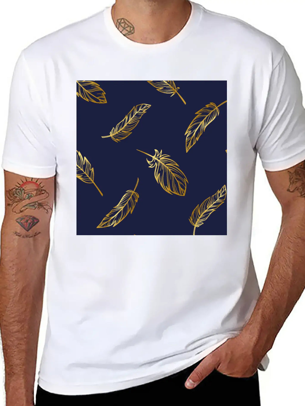 Feather Gold Breathable Soft Cotton T-Shirt – Timeless Casual Look