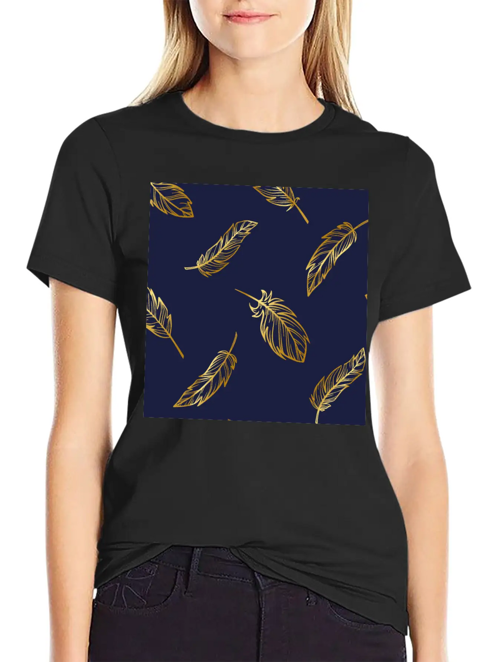 Feather Gold Breathable Soft Cotton T-Shirt – Timeless Casual Look