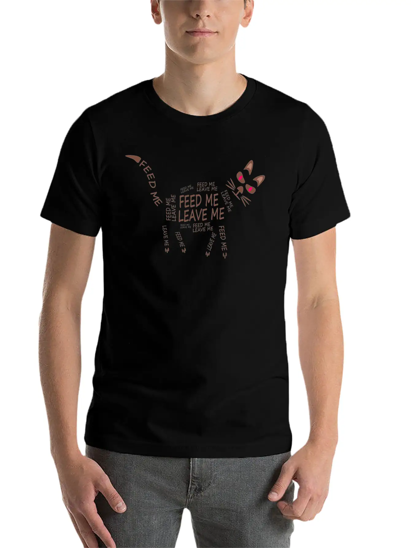Feed Me, Leave Me Cat Breathable Soft Cotton T-Shirt – Timeless Casual Look