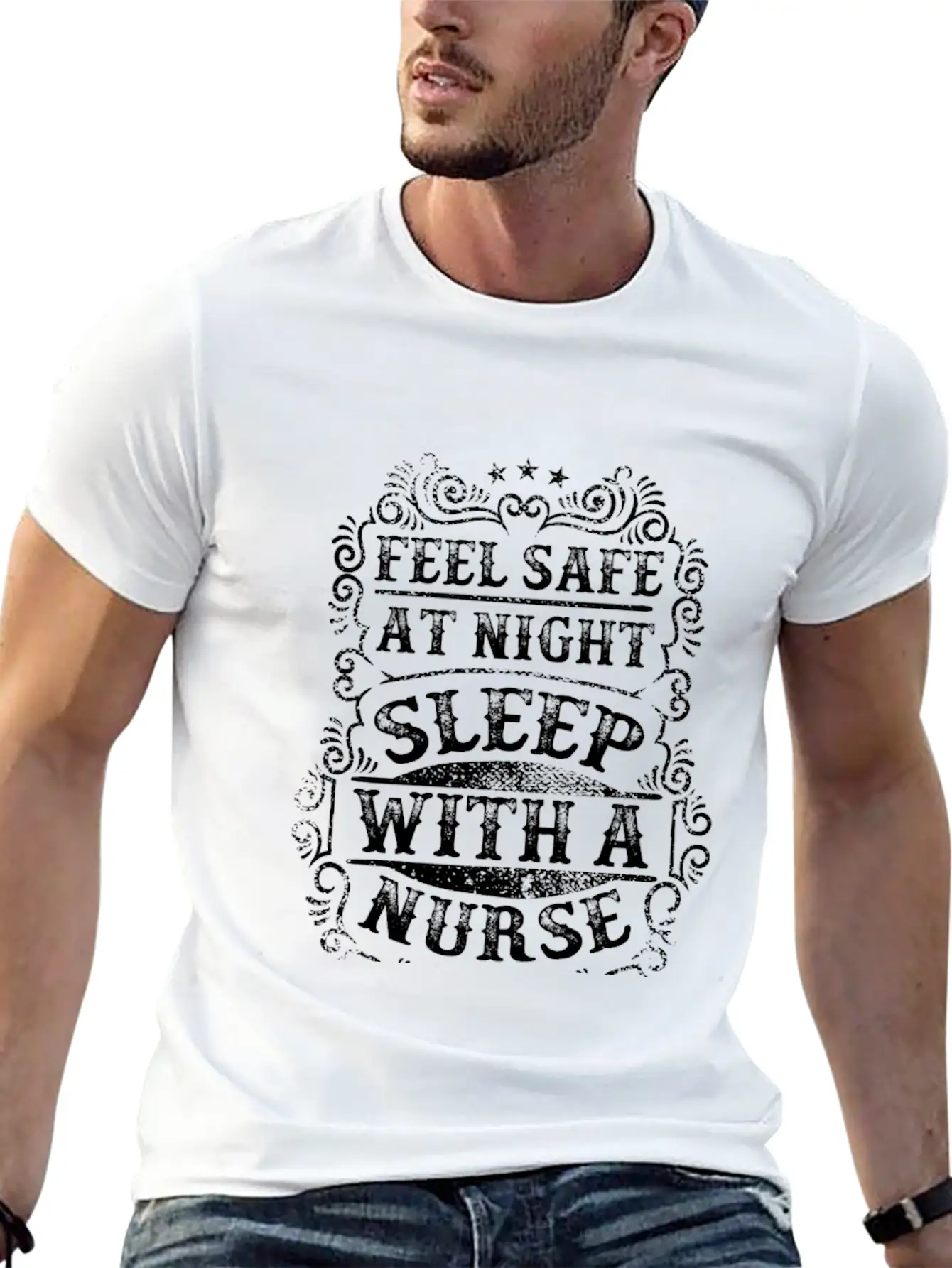 Feel Safe At Night Sleep With A Nurse Unisex Casual T-Shirt – Clean Design For Daily Comfort