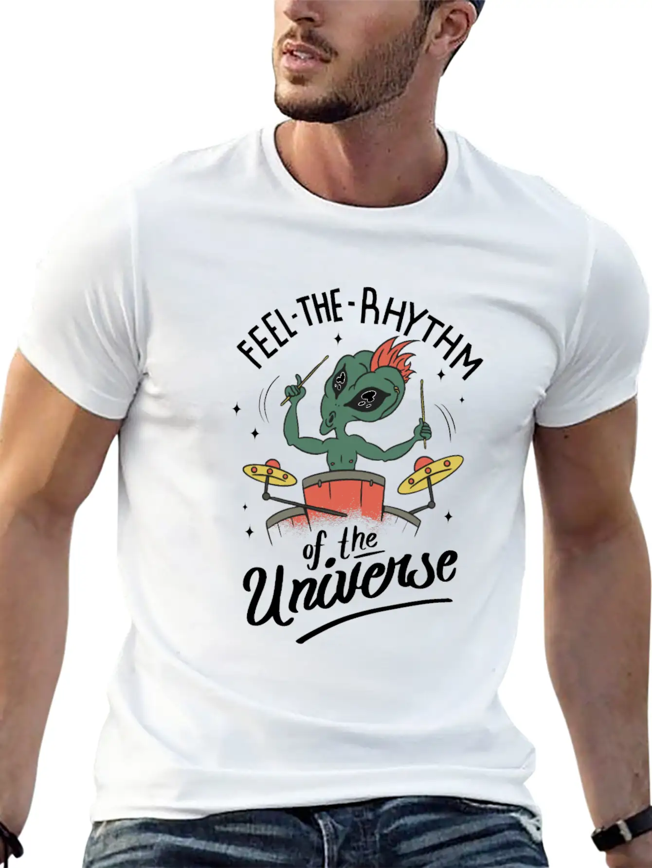 Feel The Rhythm Of The Universe Unisex Short Sleeve Soft Cotton T-Shirt – Casual Everyday Wear