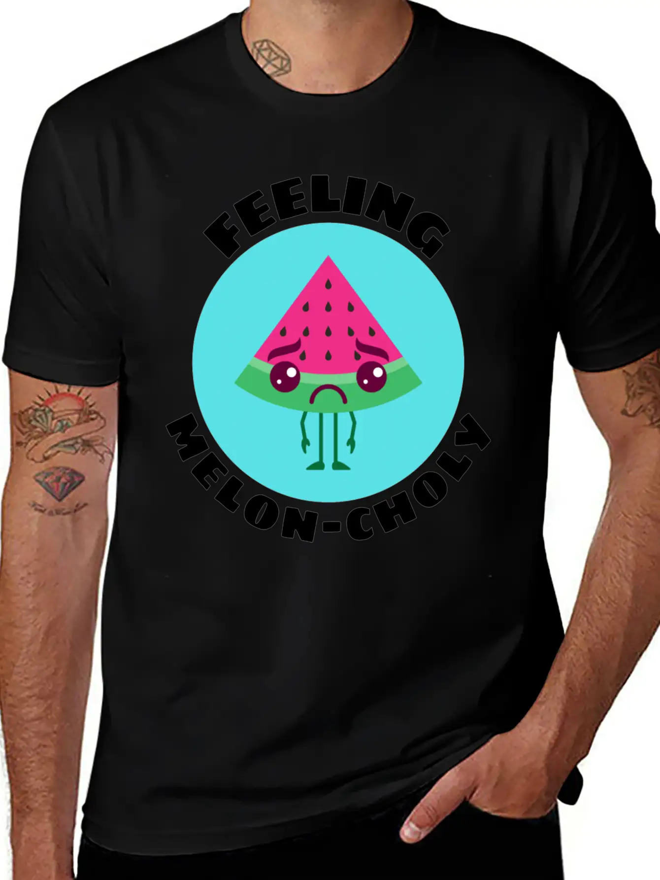 Feeling Melon Choly Cute Watermelon Pun Unisex Casual T-Shirt – Clean Design For Daily Comfort