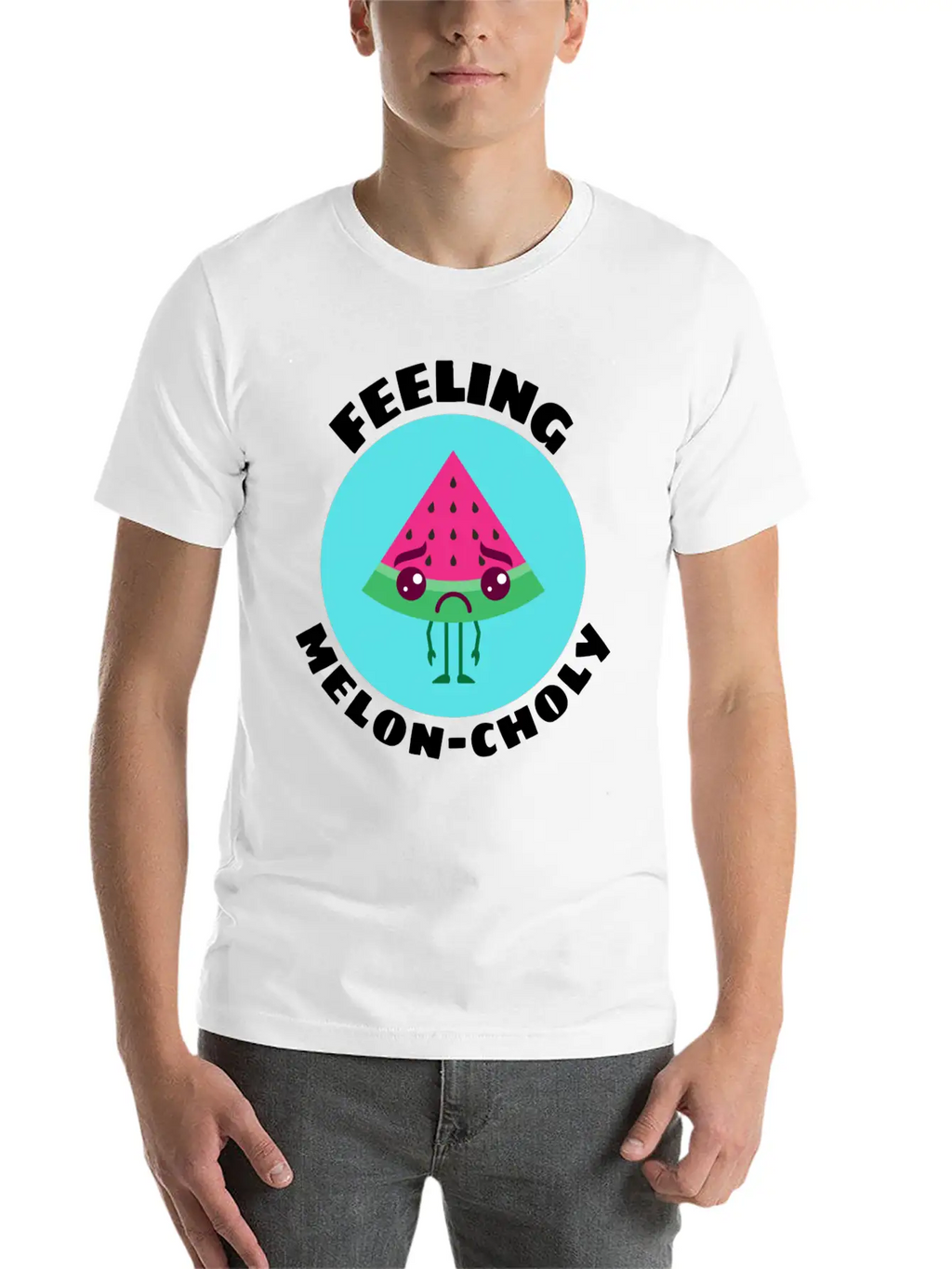 Feeling Melon Choly Cute Watermelon Pun Unisex Casual T-Shirt – Clean Design For Daily Comfort