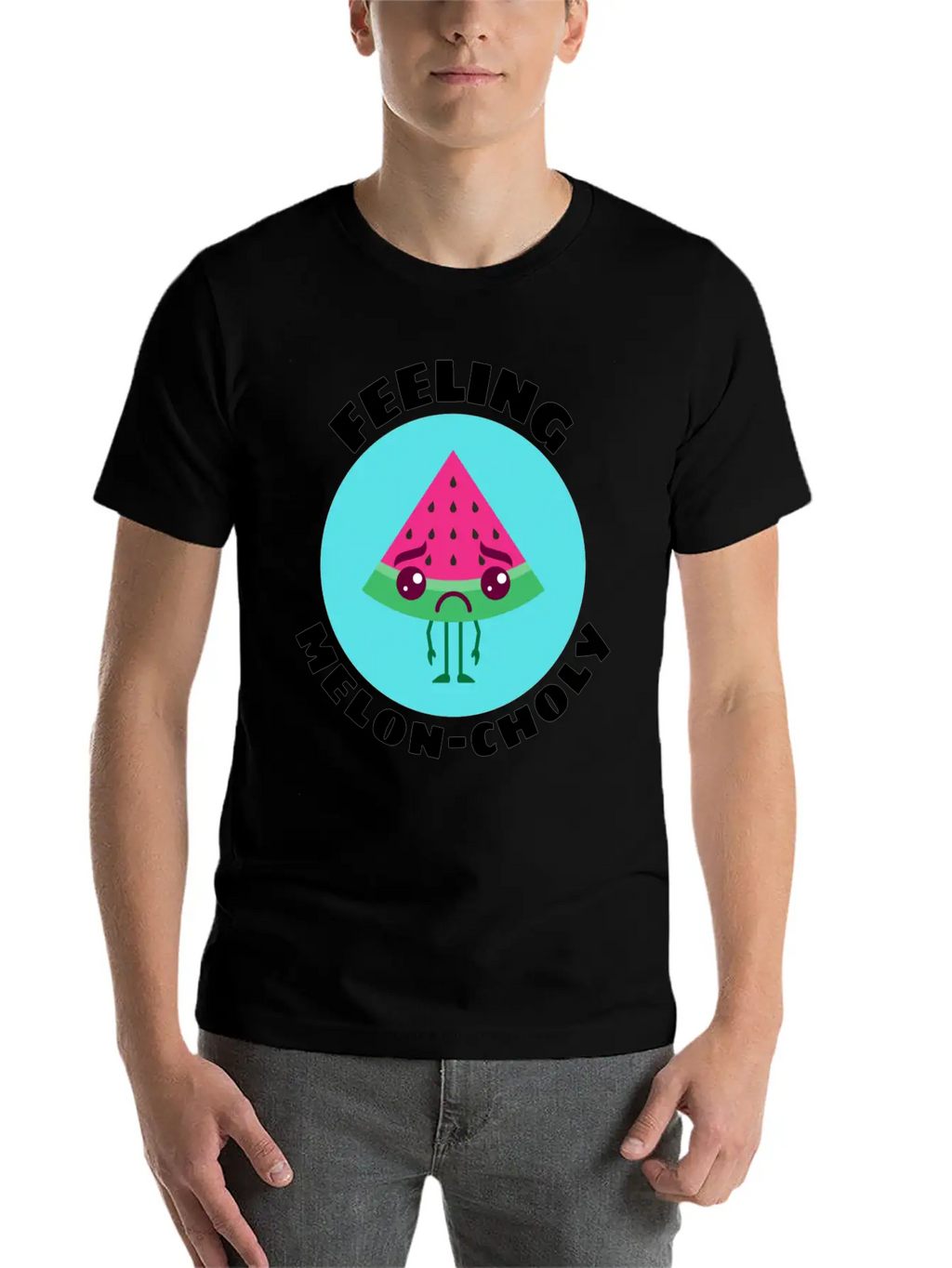 Feeling Melon Choly Cute Watermelon Pun Unisex Casual T-Shirt – Clean Design For Daily Comfort