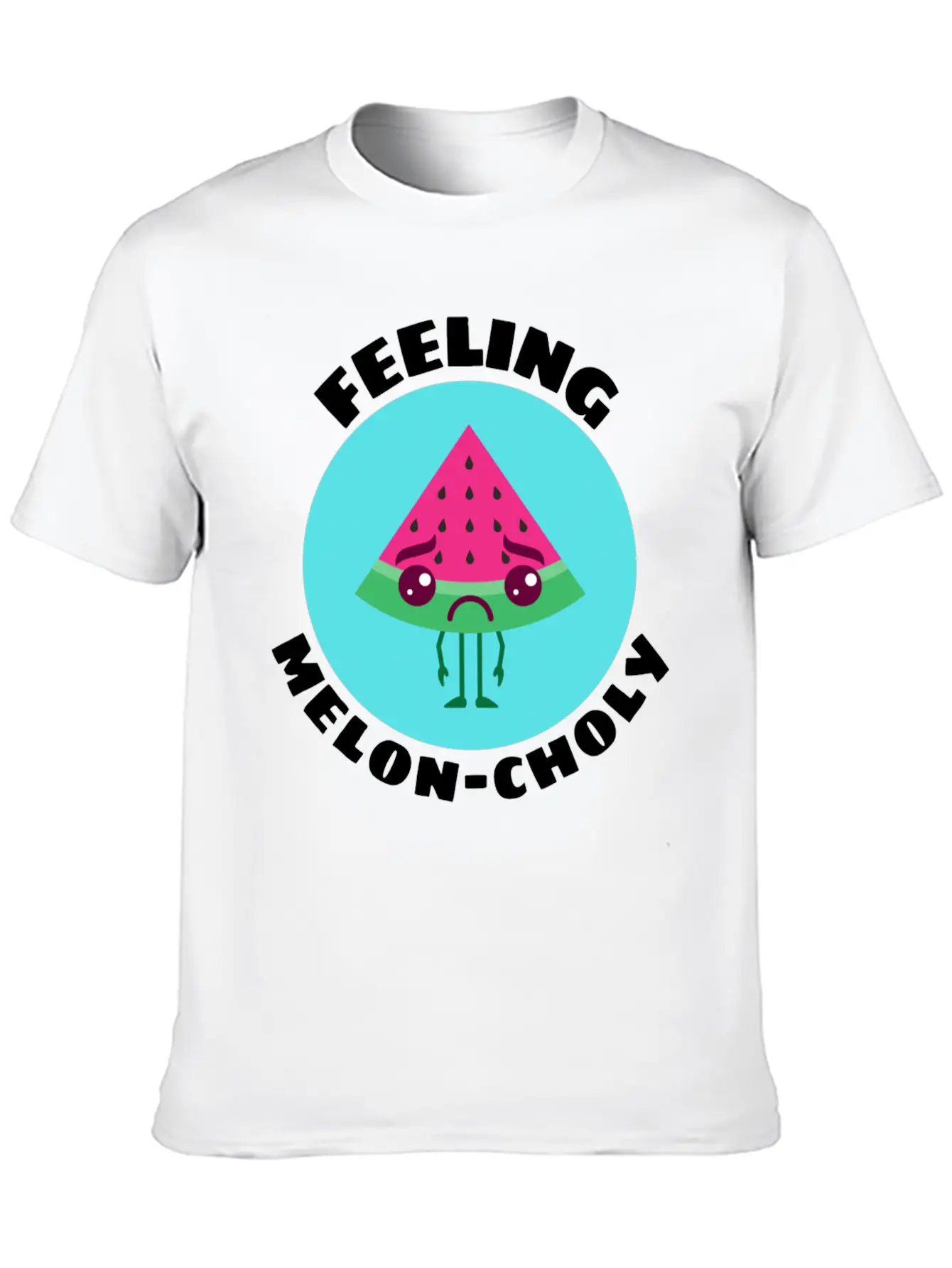 Feeling Melon Choly Cute Watermelon Pun Unisex Casual T-Shirt – Clean Design For Daily Comfort