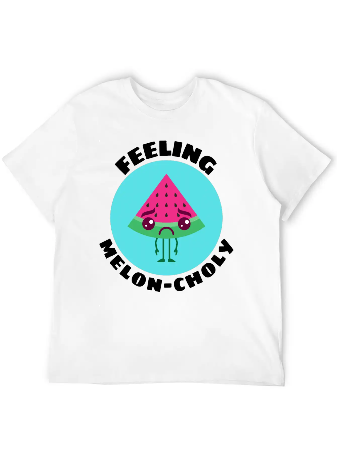 Feeling Melon Choly Cute Watermelon Pun Unisex Casual T-Shirt – Clean Design For Daily Comfort