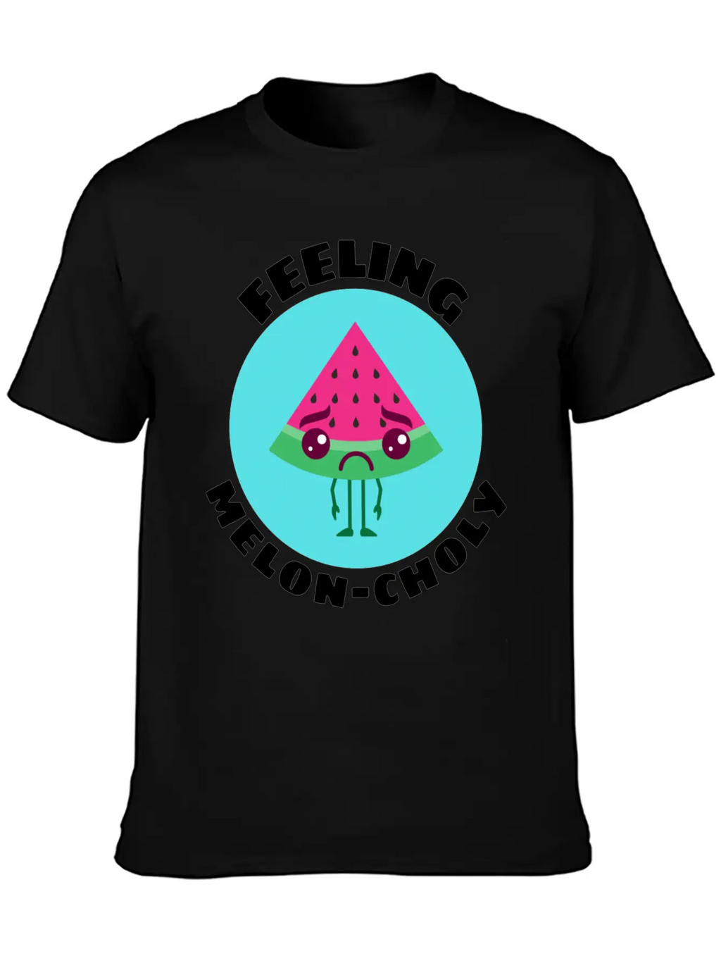 Feeling Melon Choly Cute Watermelon Pun Unisex Casual T-Shirt – Clean Design For Daily Comfort