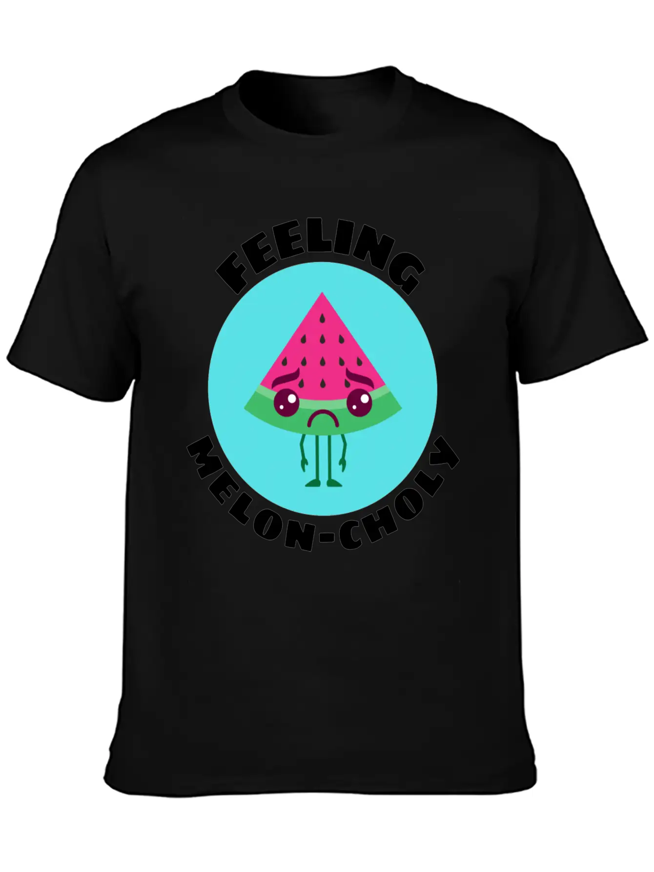 Feeling Melon Choly Cute Watermelon Pun Unisex Casual T-Shirt – Clean Design For Daily Comfort