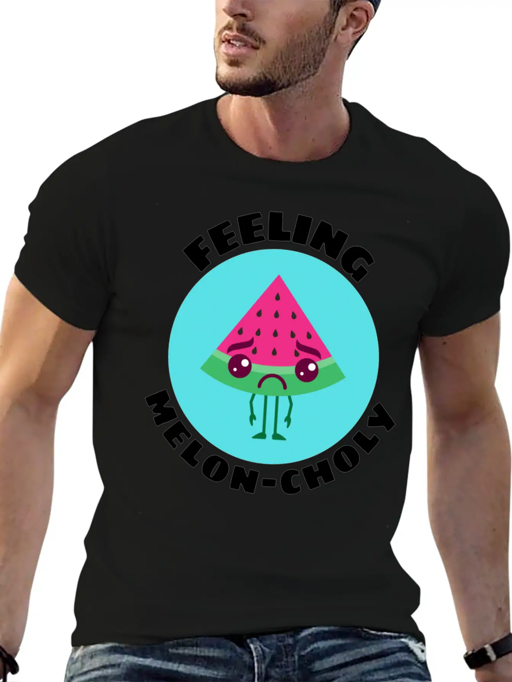 Feeling Melon Choly Cute Watermelon Pun Unisex Casual T-Shirt – Clean Design For Daily Comfort