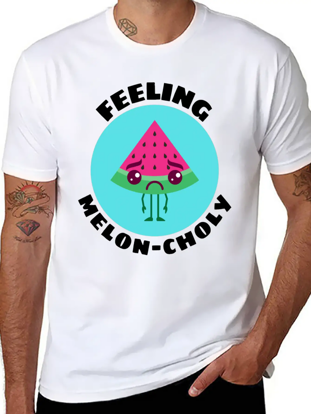 Feeling Melon Choly Cute Watermelon Pun Unisex Casual T-Shirt – Clean Design For Daily Comfort