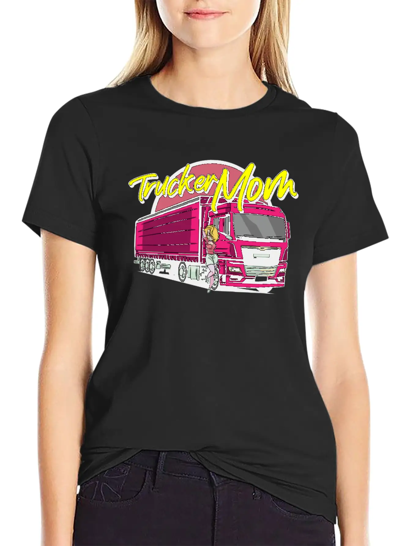 Female Truck Driver Unisex Short Sleeve Soft Cotton T-Shirt – Casual Everyday Wear