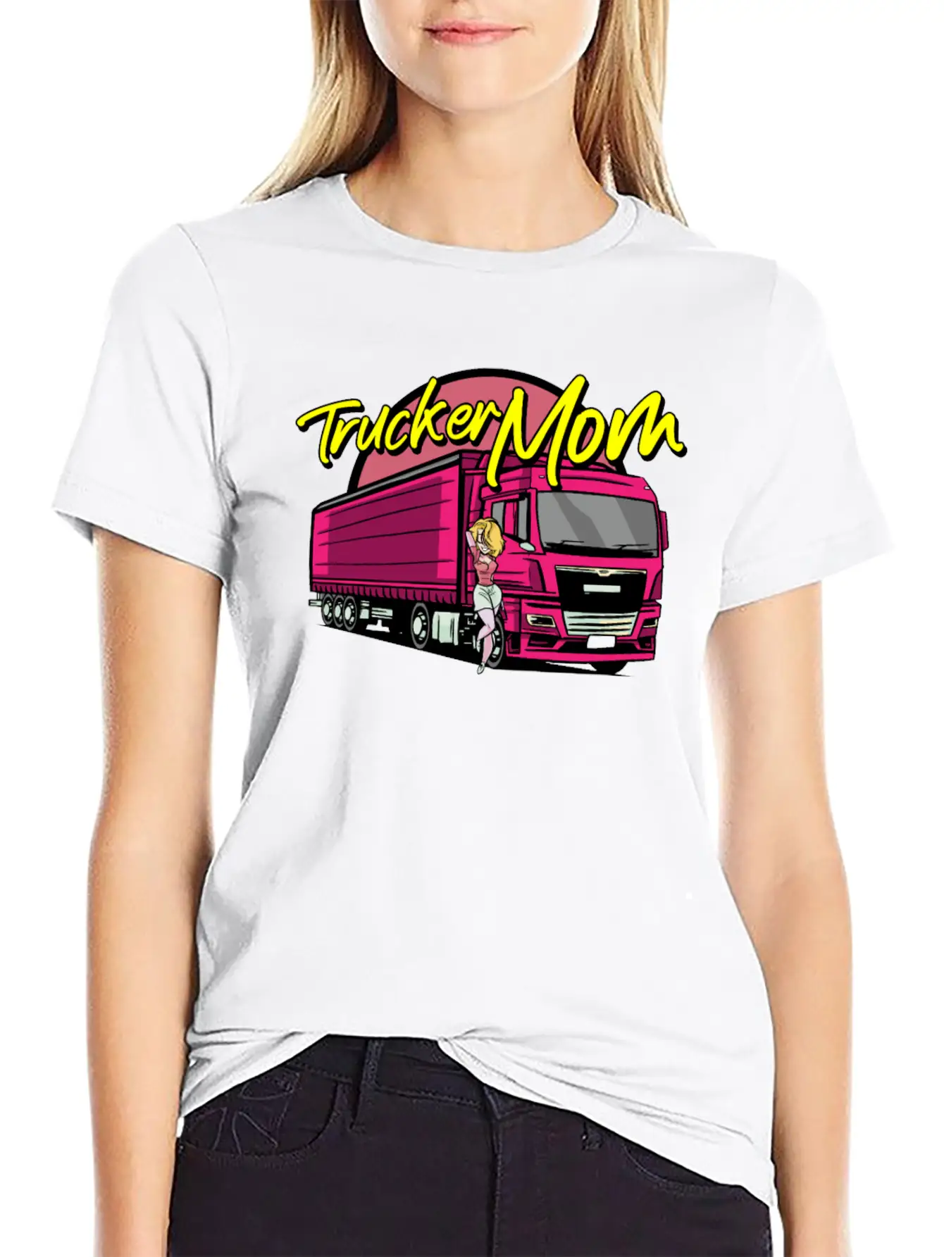 Female Truck Driver Unisex Short Sleeve Soft Cotton T-Shirt – Casual Everyday Wear