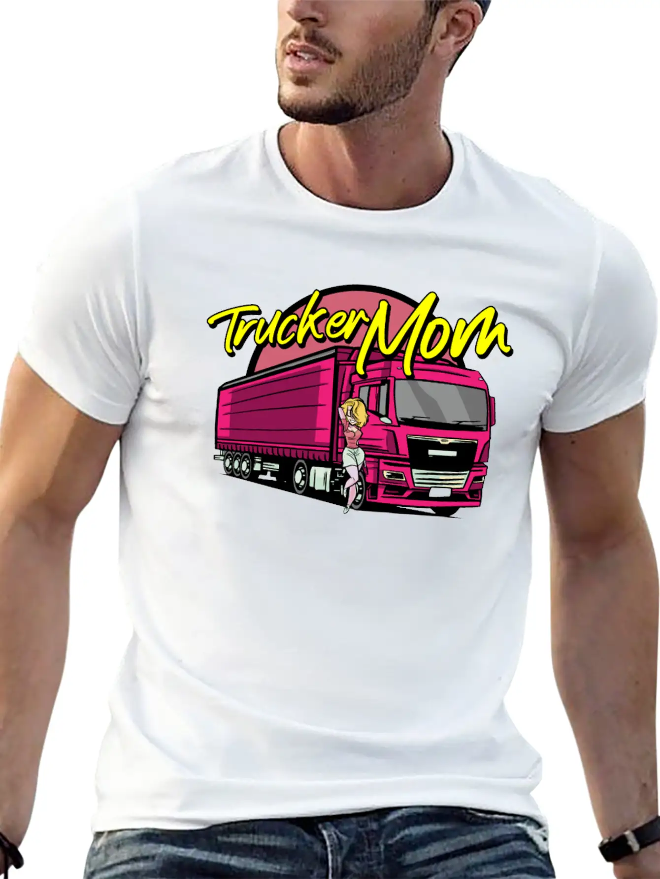 Female Truck Driver Unisex Short Sleeve Soft Cotton T-Shirt – Casual Everyday Wear