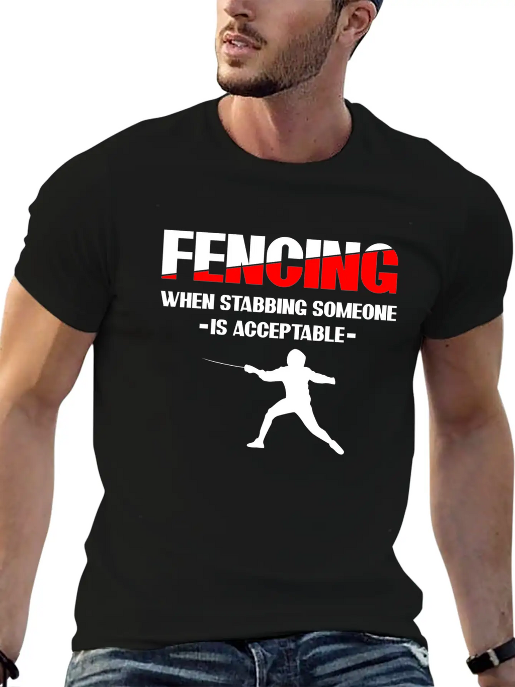 Fencing Sabre Fencing Fight Unisex Short Sleeve Soft Cotton T-Shirt – Casual Everyday Wear