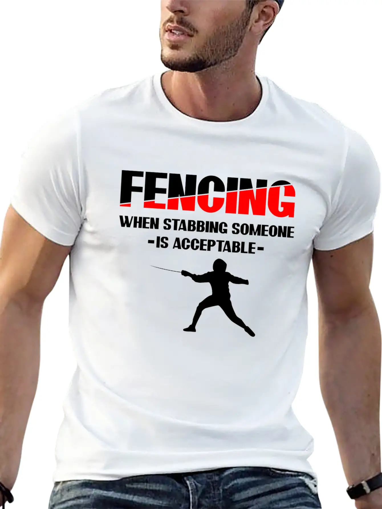 Fencing Sabre Fencing Fight Unisex Short Sleeve Soft Cotton T-Shirt – Casual Everyday Wear
