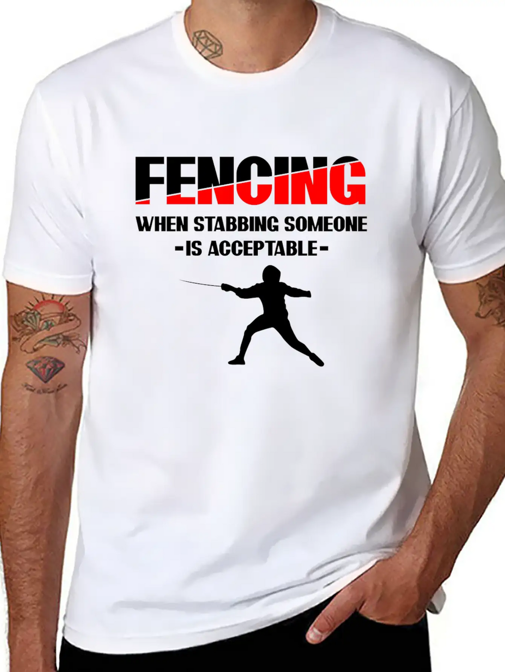 Fencing Sabre Fencing Fight Unisex Short Sleeve Soft Cotton T-Shirt – Casual Everyday Wear