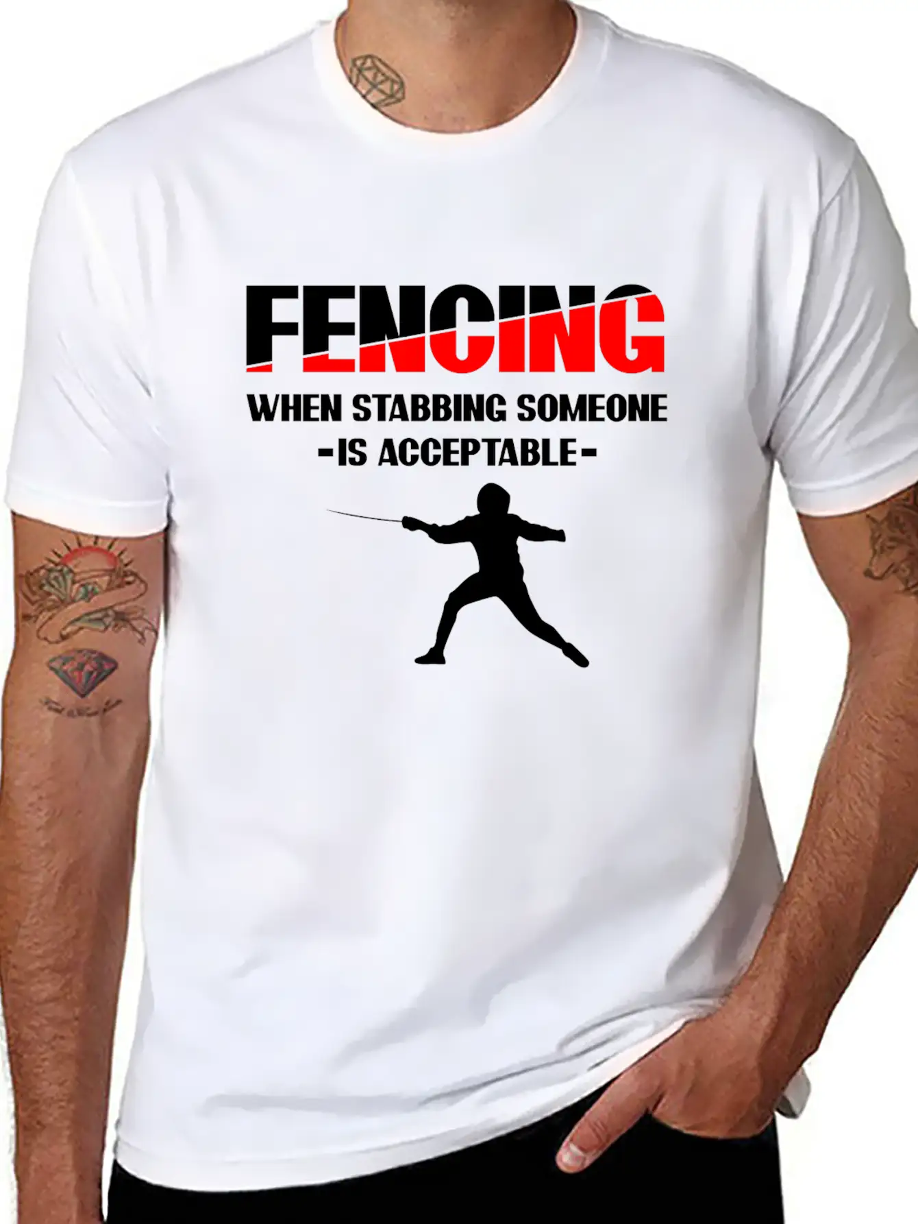 Fencing Sabre Fencing Fight Unisex Short Sleeve Soft Cotton T-Shirt – Casual Everyday Wear