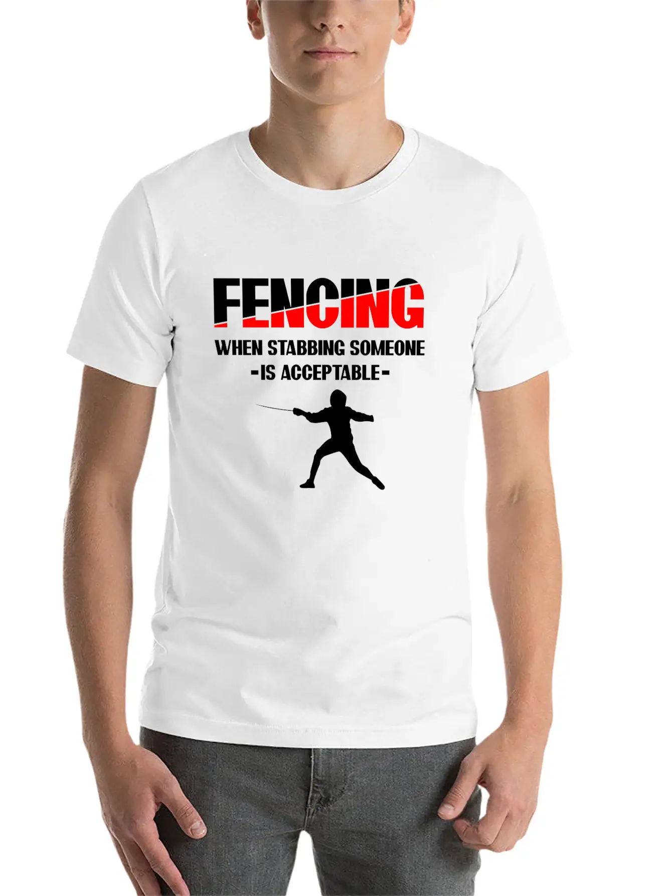 Fencing Sabre Fencing Fight Unisex Short Sleeve Soft Cotton T-Shirt – Casual Everyday Wear