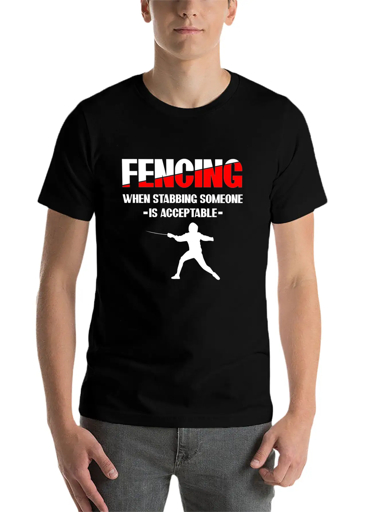 Fencing Sabre Fencing Fight Unisex Short Sleeve Soft Cotton T-Shirt – Casual Everyday Wear
