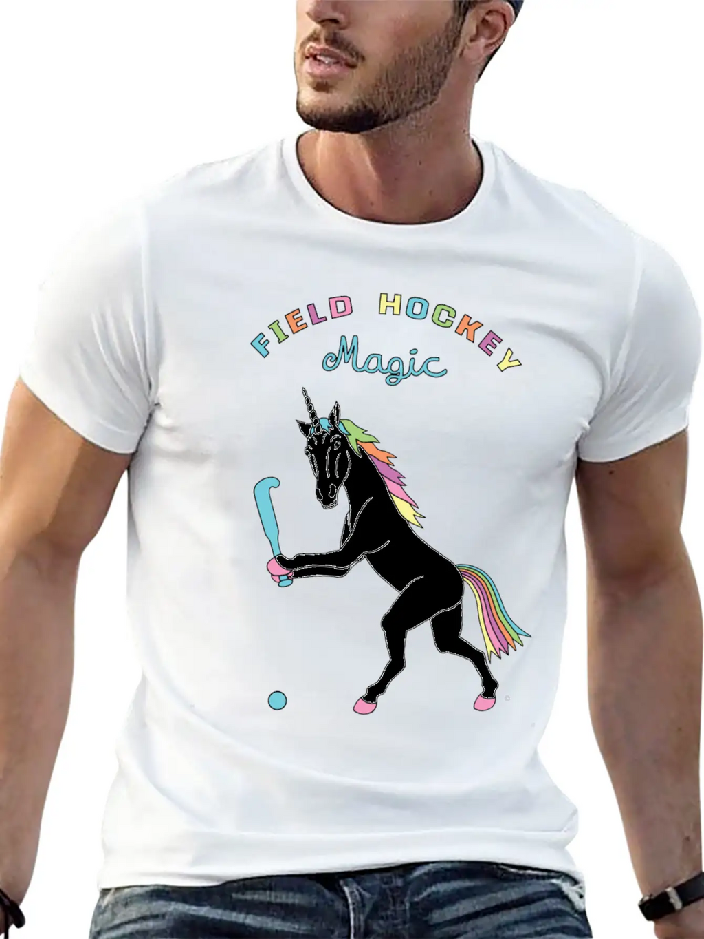 Field Hockey Unicorn Outline Breathable Soft Cotton T-Shirt – Timeless Casual Look