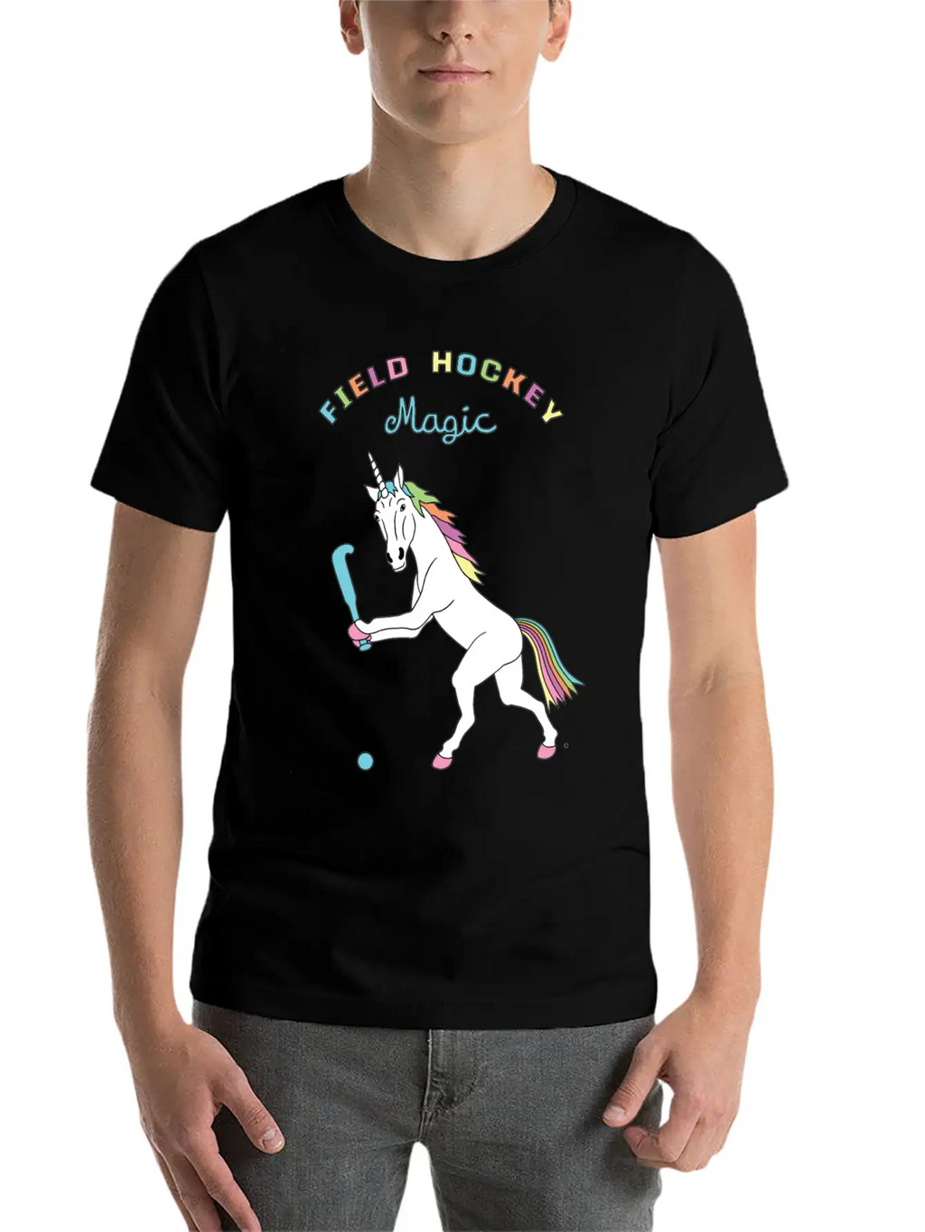 Field Hockey Unicorn Outline Breathable Soft Cotton T-Shirt – Timeless Casual Look