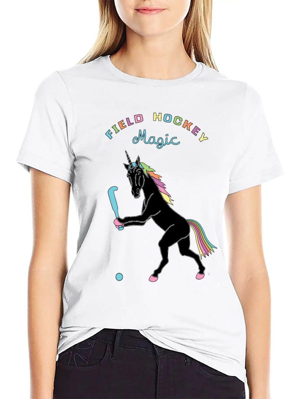 Field Hockey Unicorn Outline Breathable Soft Cotton T-Shirt – Timeless Casual Look