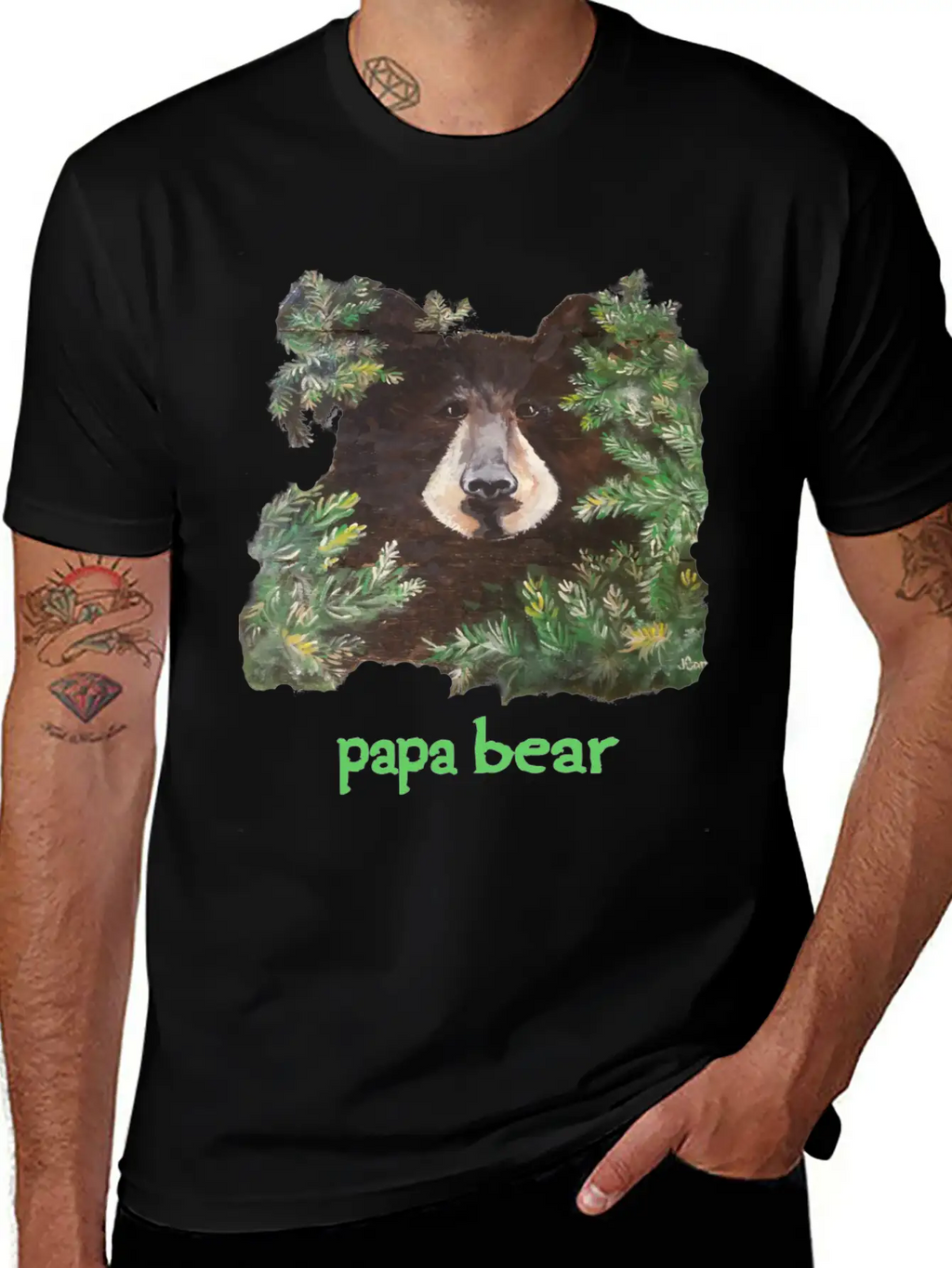 Fierce Brown Painting Papa Bear Father's Day Breathable Soft Cotton T-Shirt – Timeless Casual Look
