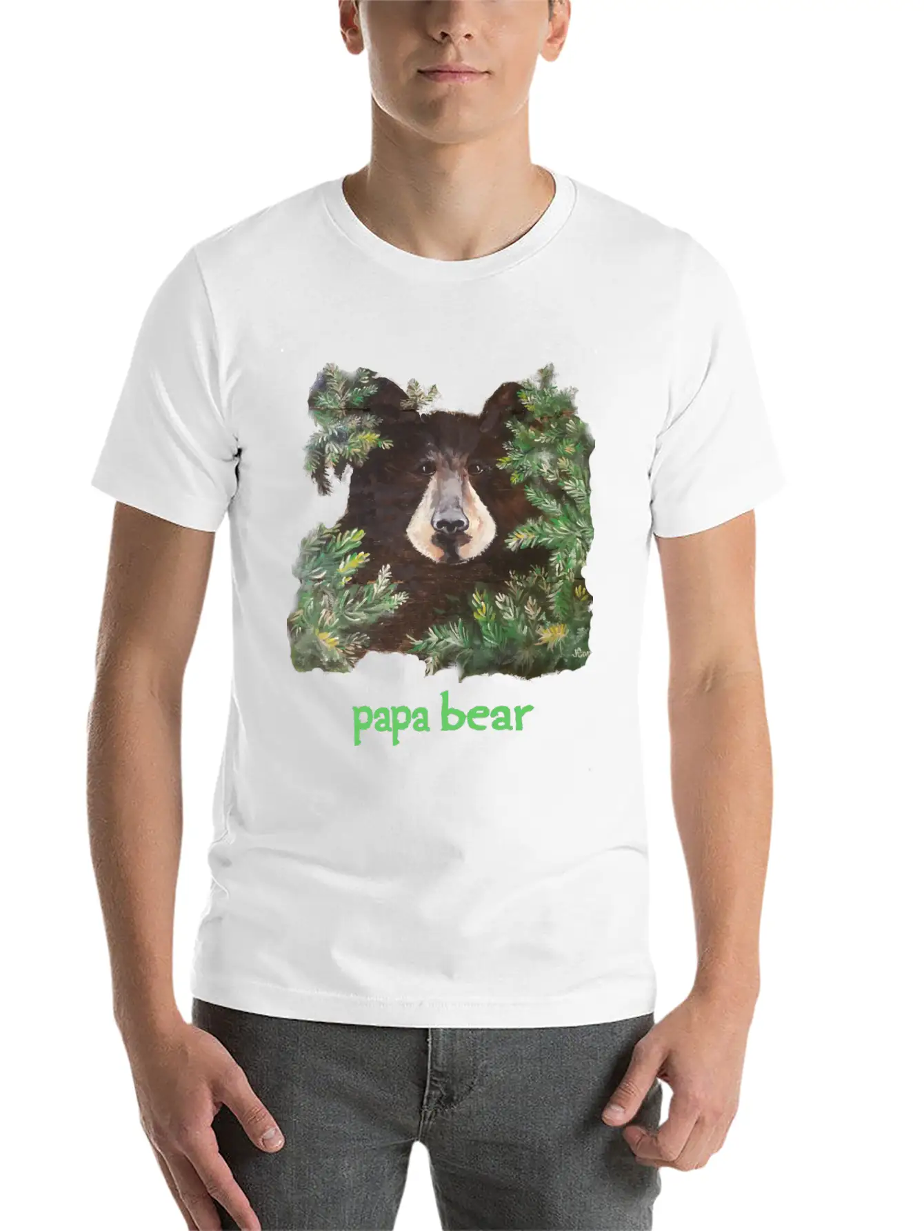 Fierce Brown Painting Papa Bear Father's Day Breathable Soft Cotton T-Shirt – Timeless Casual Look