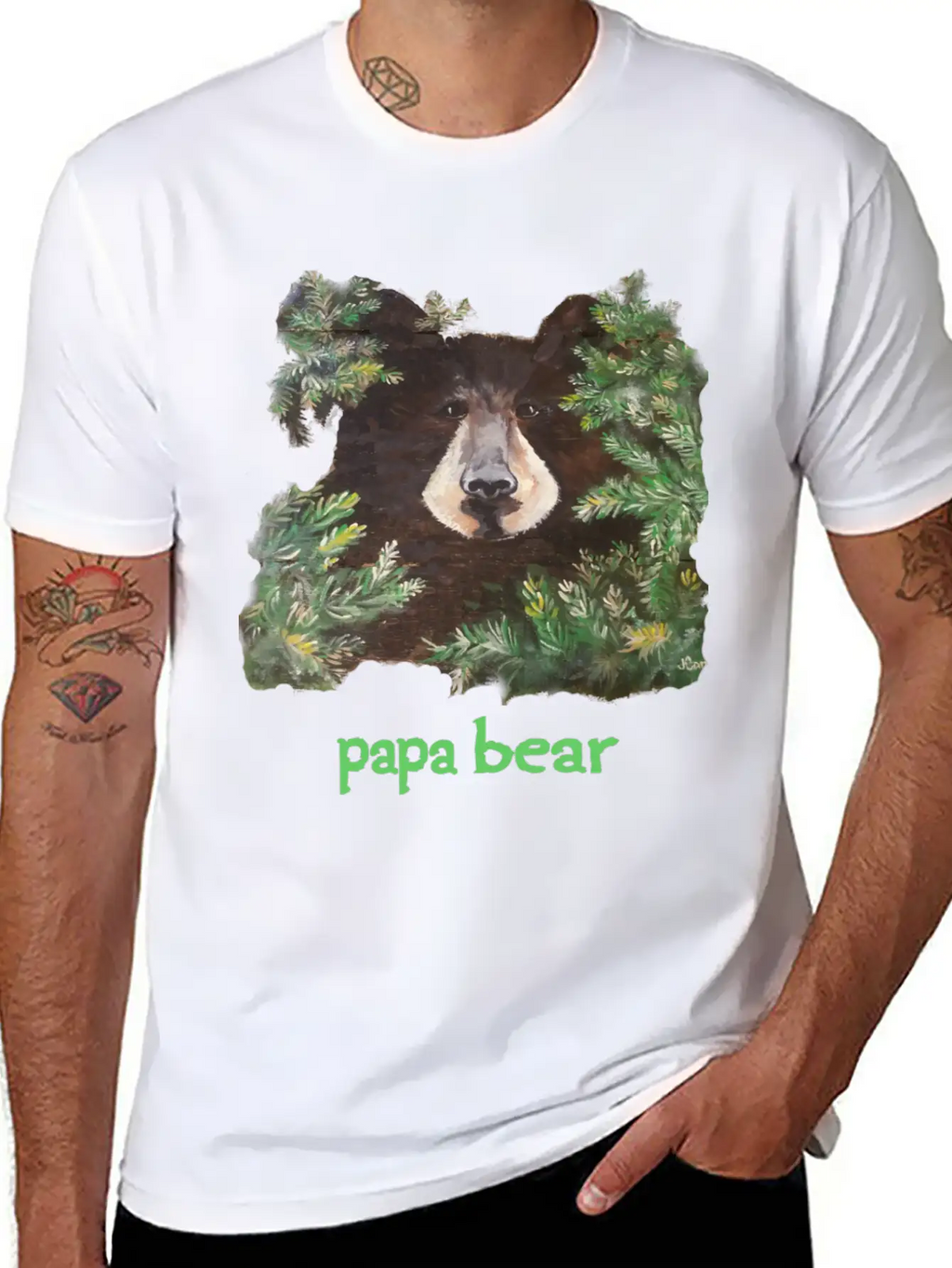 Fierce Brown Painting Papa Bear Father's Day Breathable Soft Cotton T-Shirt – Timeless Casual Look