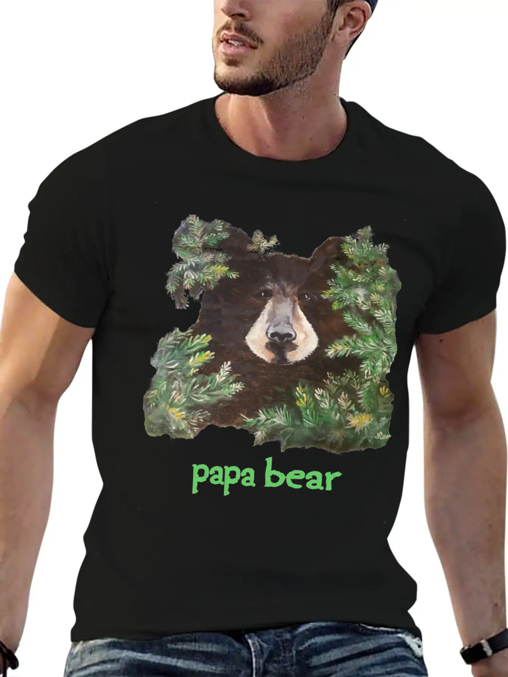Fierce Brown Painting Papa Bear Father's Day Breathable Soft Cotton T-Shirt – Timeless Casual Look