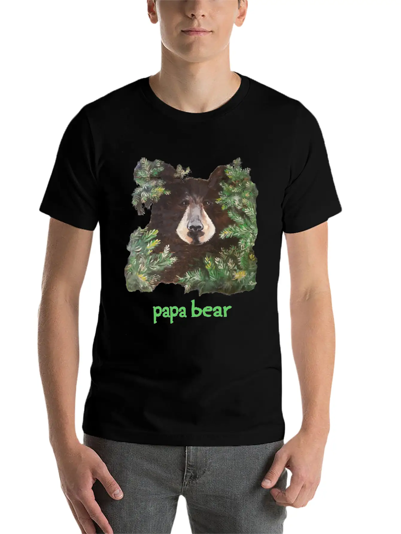 Fierce Brown Painting Papa Bear Father's Day Breathable Soft Cotton T-Shirt – Timeless Casual Look