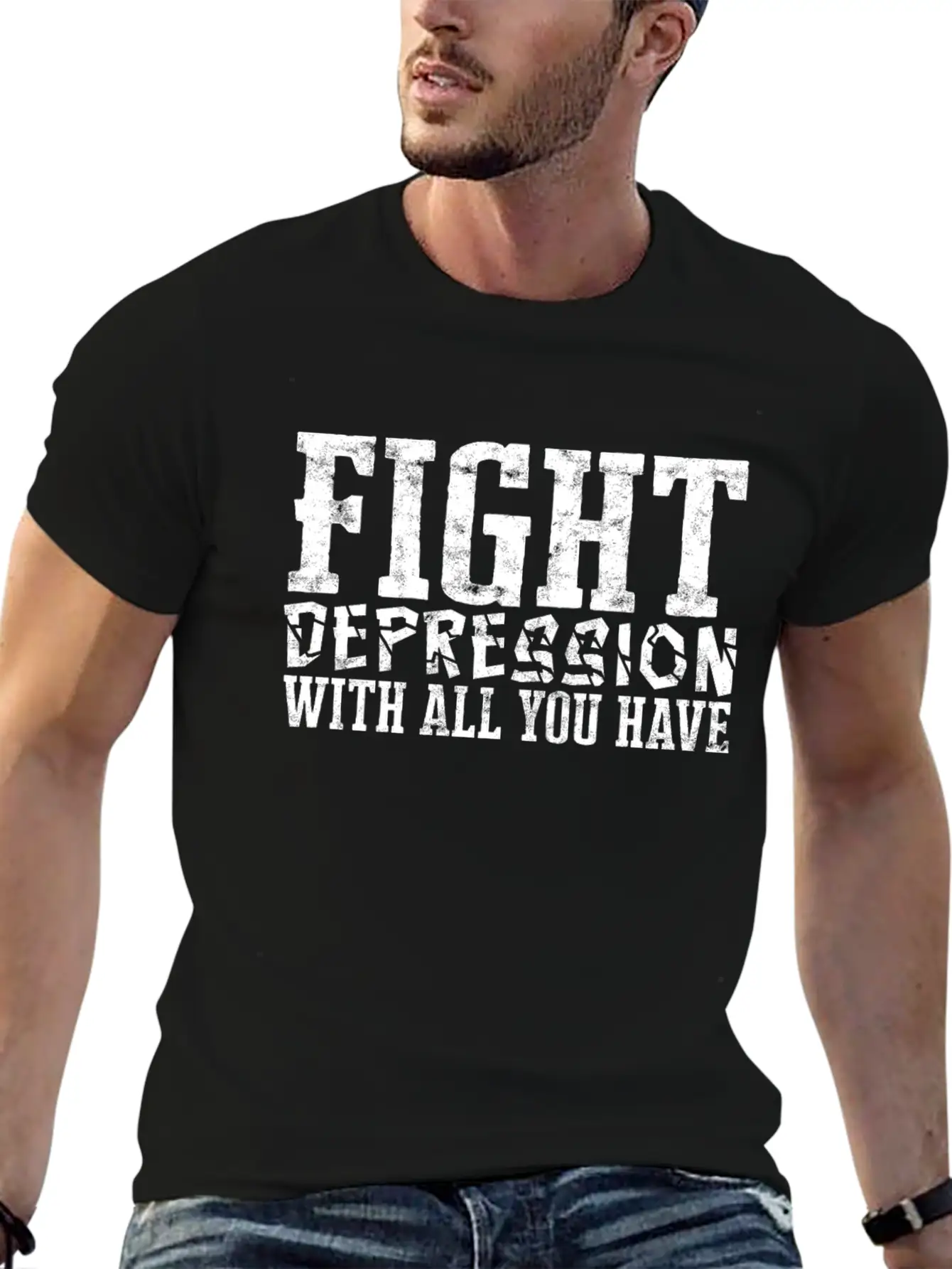 Fight Depression Prevention Mental Awareness Unisex Casual T-Shirt – Clean Design For Daily Comfort