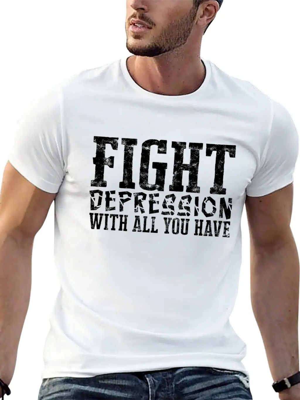 Fight Depression Prevention Mental Awareness Unisex Casual T-Shirt – Clean Design For Daily Comfort