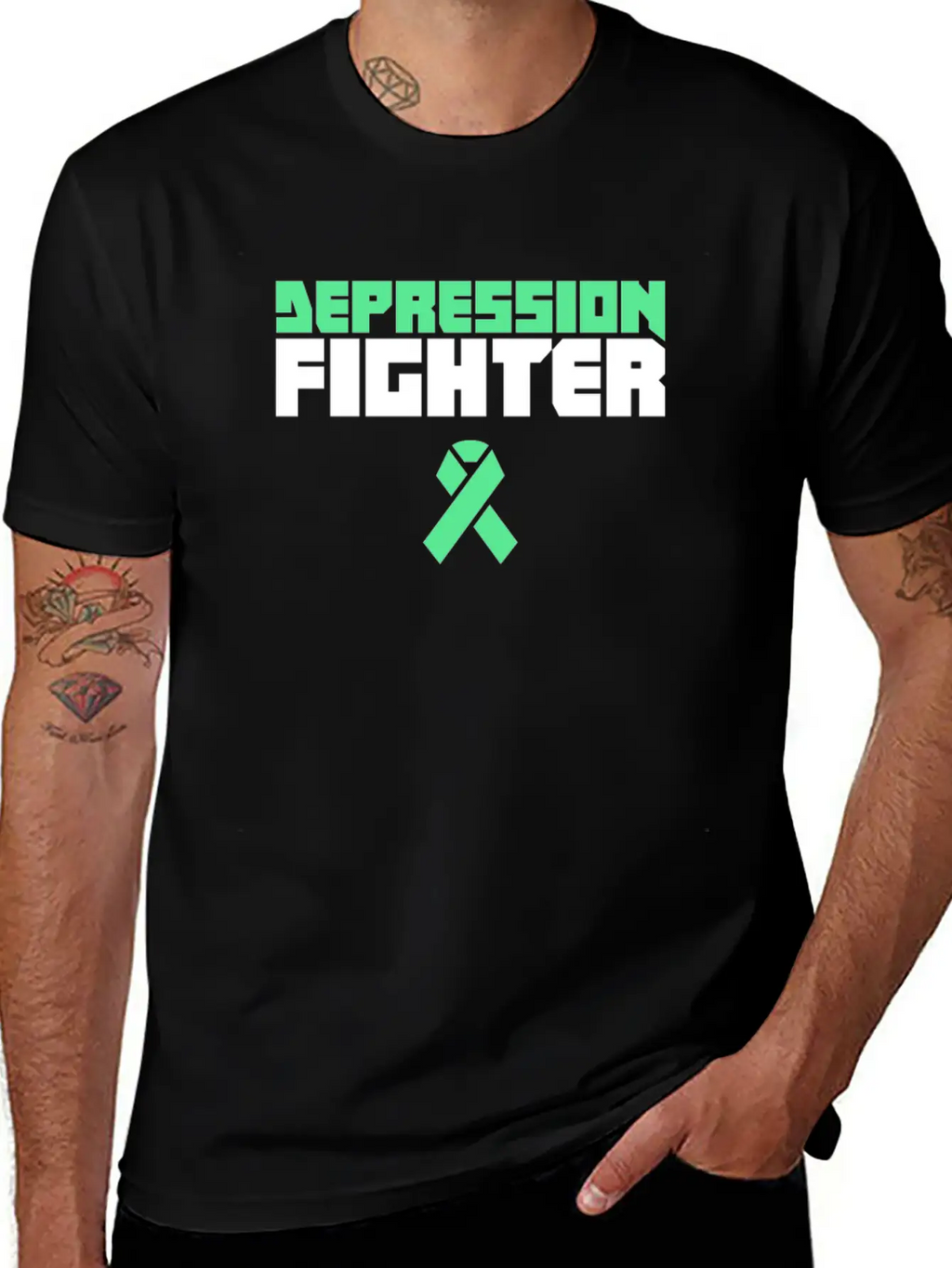 Fighter - Mental Health Depression Awareness Casual Graphic T-Shirt – Simple And Comfortable Daily Wear
