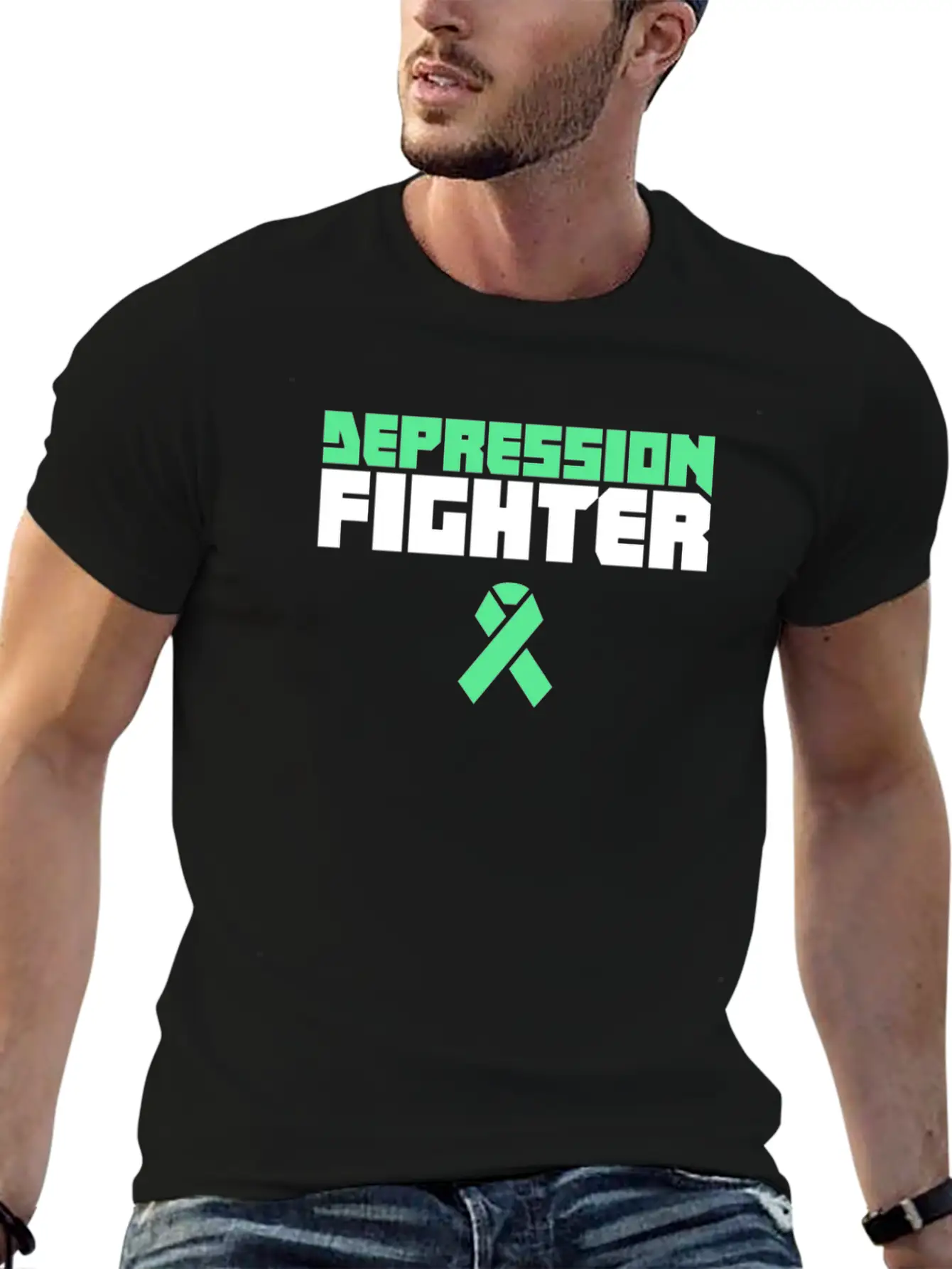 Fighter - Mental Health Depression Awareness Casual Graphic T-Shirt – Simple And Comfortable Daily Wear