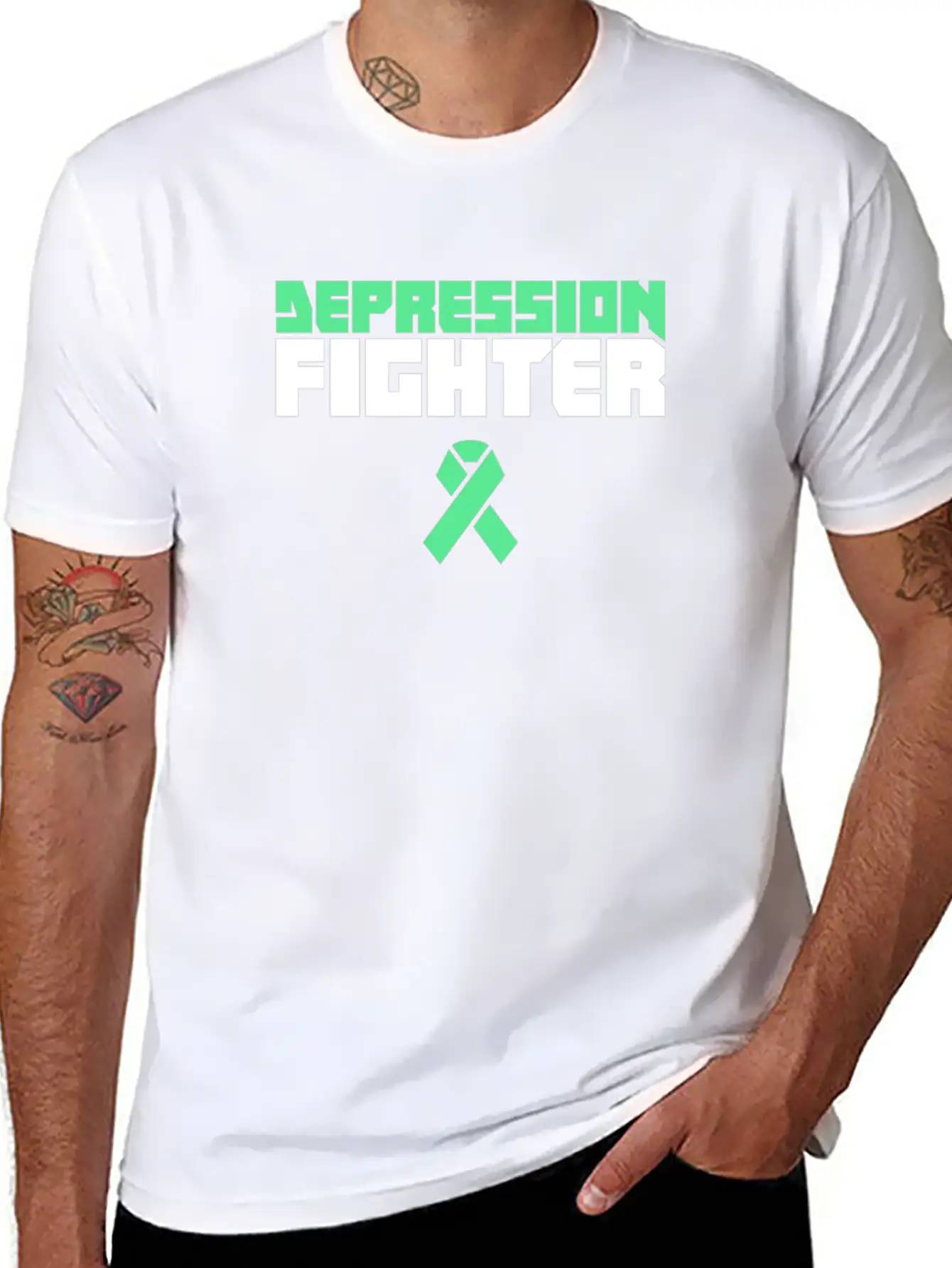 Fighter - Mental Health Depression Awareness Casual Graphic T-Shirt – Simple And Comfortable Daily Wear