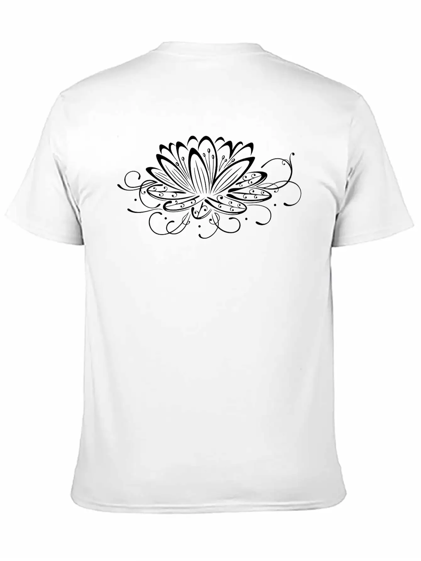 Filigree Lotus With Leaves, Yoga Unisex Short Sleeve Soft Cotton T-Shirt – Casual Everyday Wear
