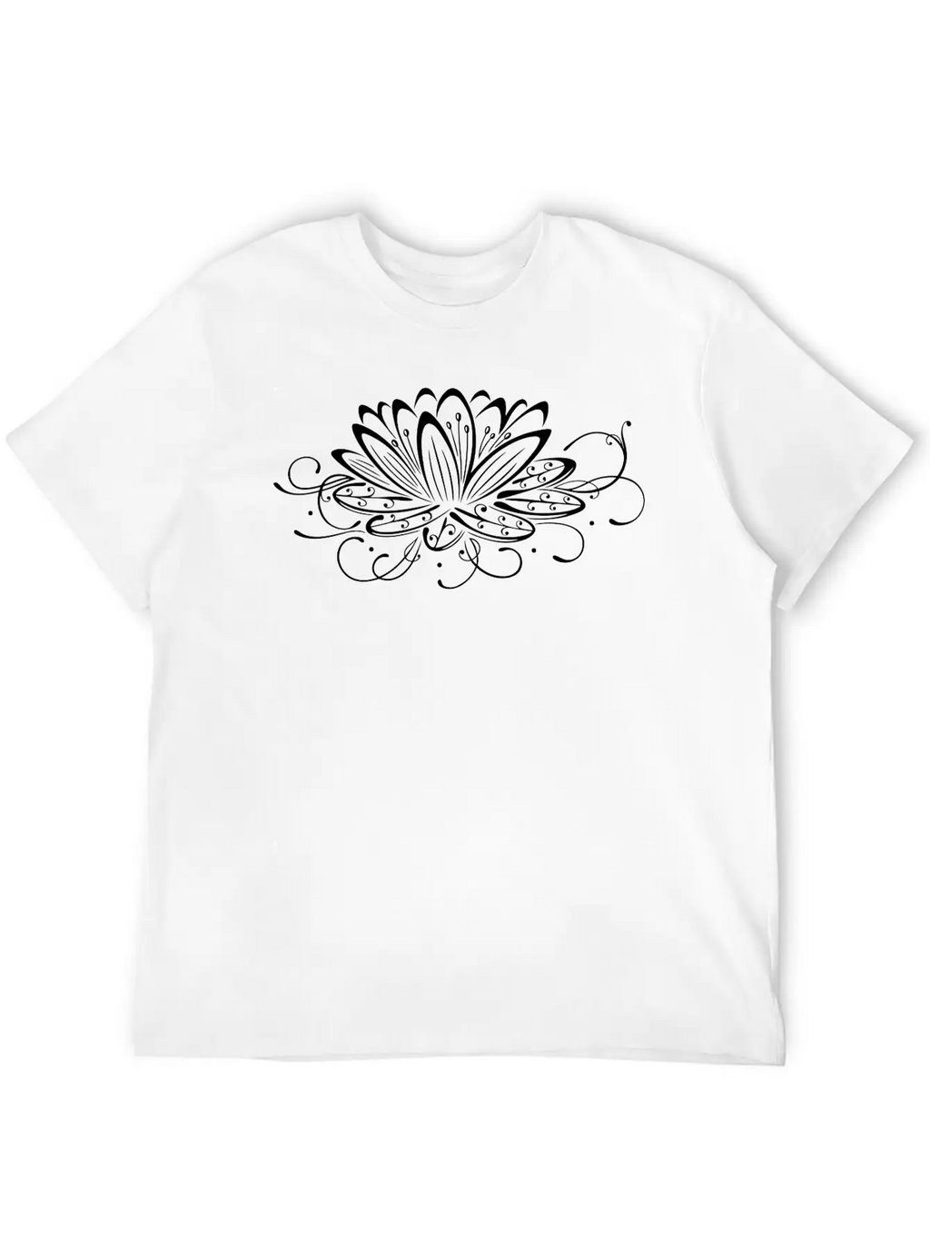 Filigree Lotus With Leaves, Yoga Unisex Short Sleeve Soft Cotton T-Shirt – Casual Everyday Wear