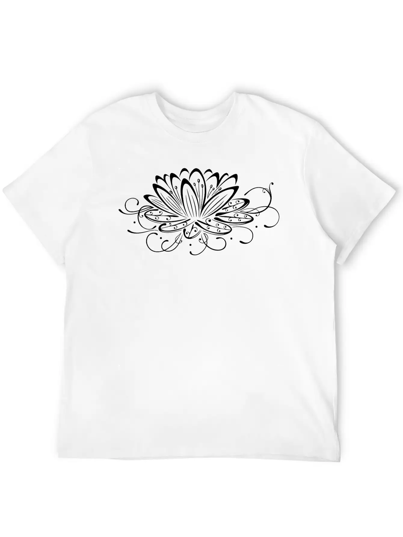 Filigree Lotus With Leaves, Yoga Unisex Short Sleeve Soft Cotton T-Shirt – Casual Everyday Wear