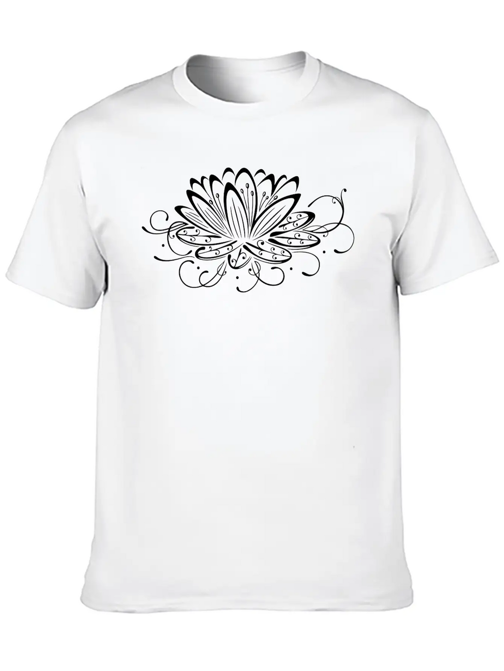 Filigree Lotus With Leaves, Yoga Unisex Short Sleeve Soft Cotton T-Shirt – Casual Everyday Wear