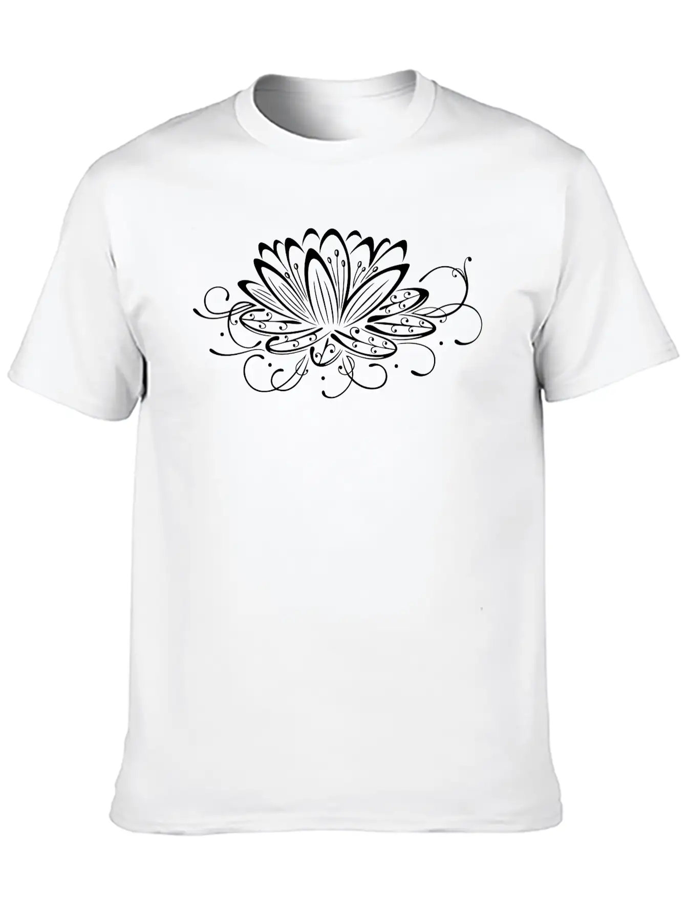 Filigree Lotus With Leaves, Yoga Unisex Short Sleeve Soft Cotton T-Shirt – Casual Everyday Wear