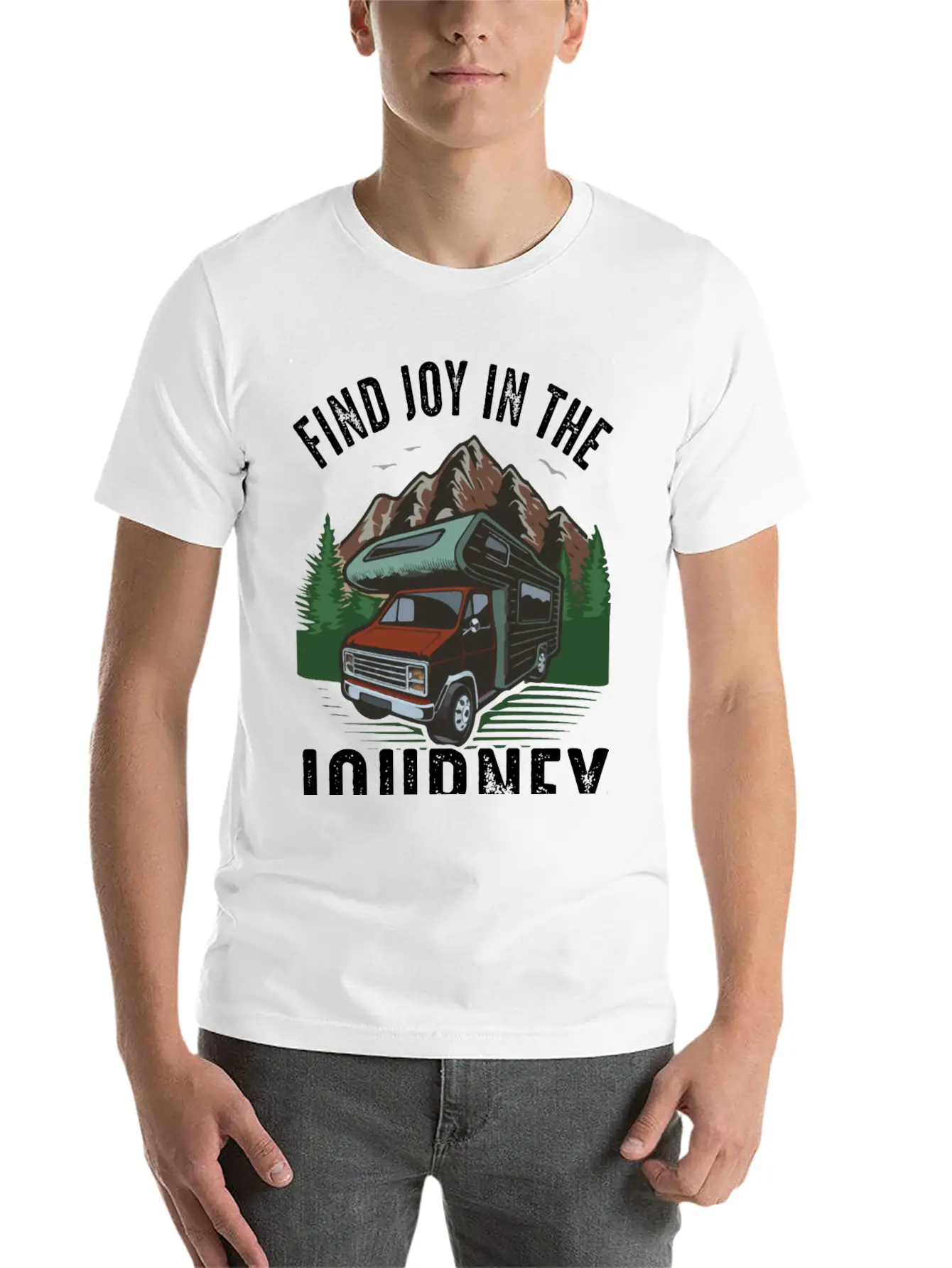 Find Joy In Journey Travelling Outdoor Lonely Unisex Short Sleeve Soft Cotton T-Shirt – Casual Everyday Wear
