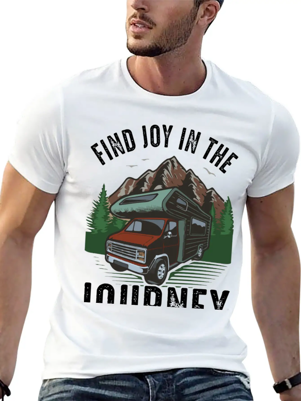 Find Joy In Journey Travelling Outdoor Lonely Unisex Short Sleeve Soft Cotton T-Shirt – Casual Everyday Wear