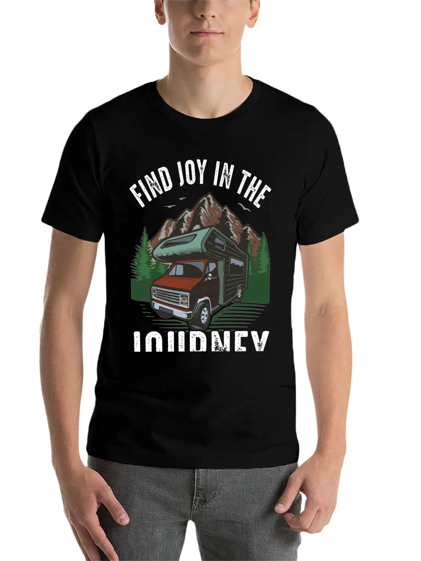 Find Joy In Journey Travelling Outdoor Lonely Unisex Short Sleeve Soft Cotton T-Shirt – Casual Everyday Wear