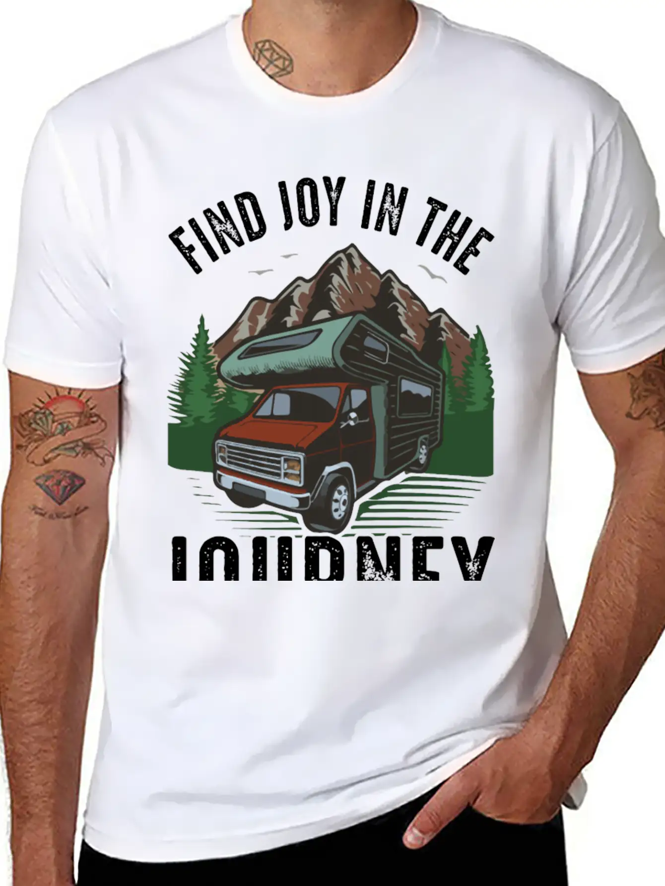Find Joy In Journey Travelling Outdoor Lonely Unisex Short Sleeve Soft Cotton T-Shirt – Casual Everyday Wear
