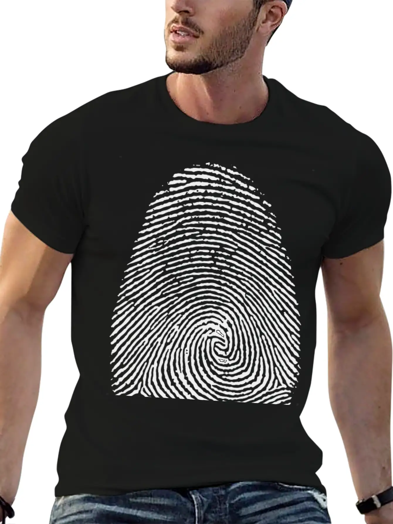 Fingerprint Unisex Short Sleeve Soft Cotton T-Shirt – Casual Everyday Wear