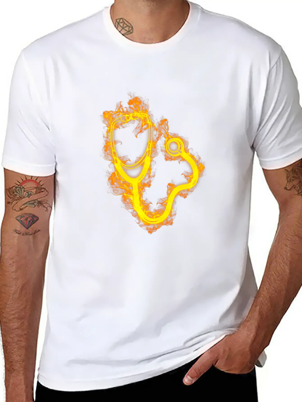 Fire Doctor Flames Stethoscope Breathable Soft Cotton T-Shirt – Timeless Casual Look