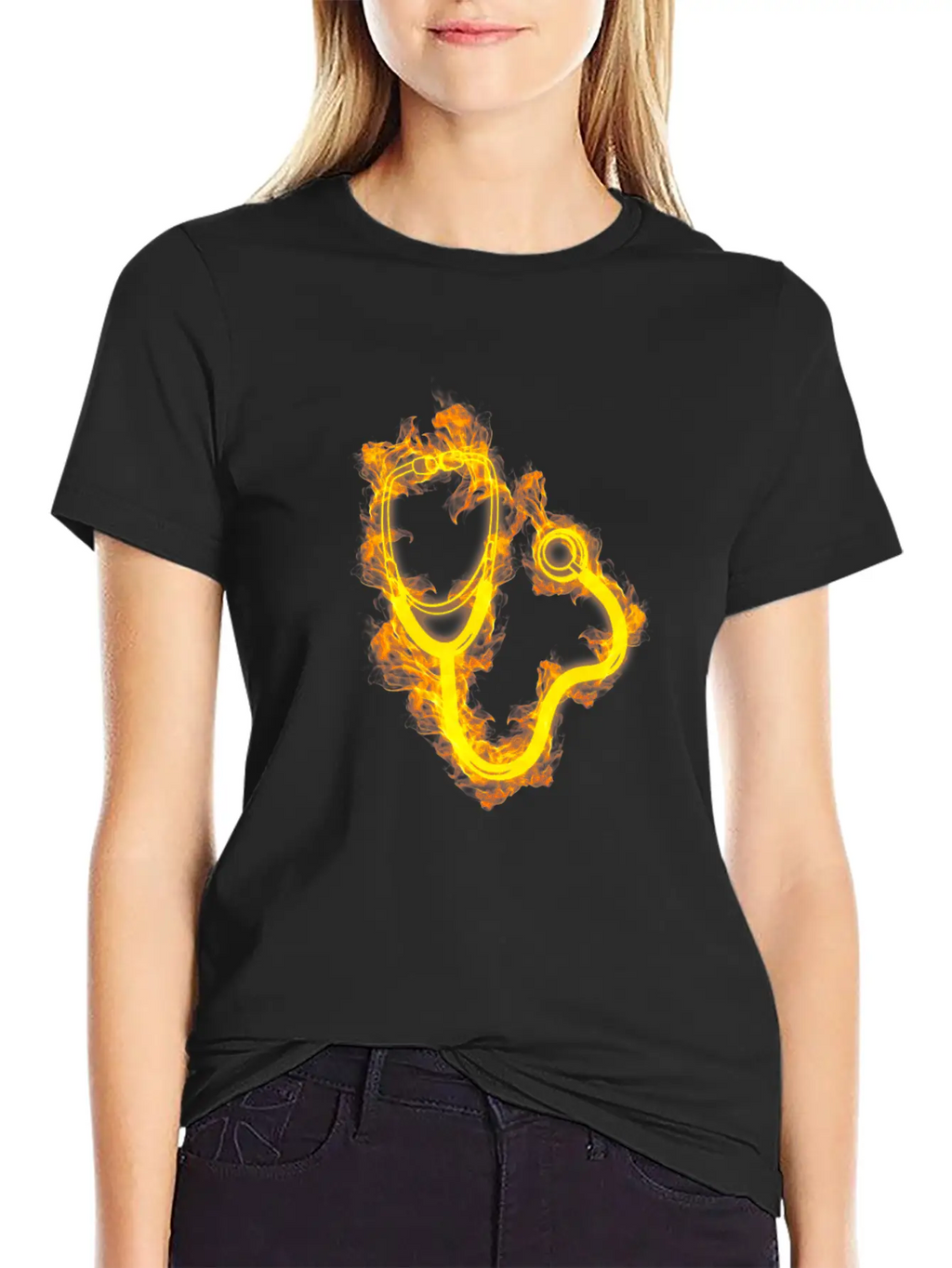 Fire Doctor Flames Stethoscope Breathable Soft Cotton T-Shirt – Timeless Casual Look