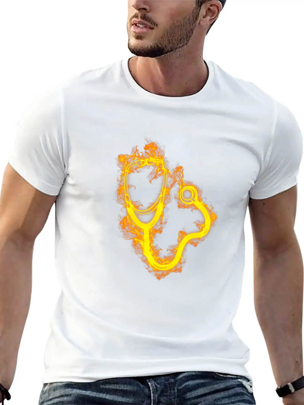 Fire Doctor Flames Stethoscope Breathable Soft Cotton T-Shirt – Timeless Casual Look