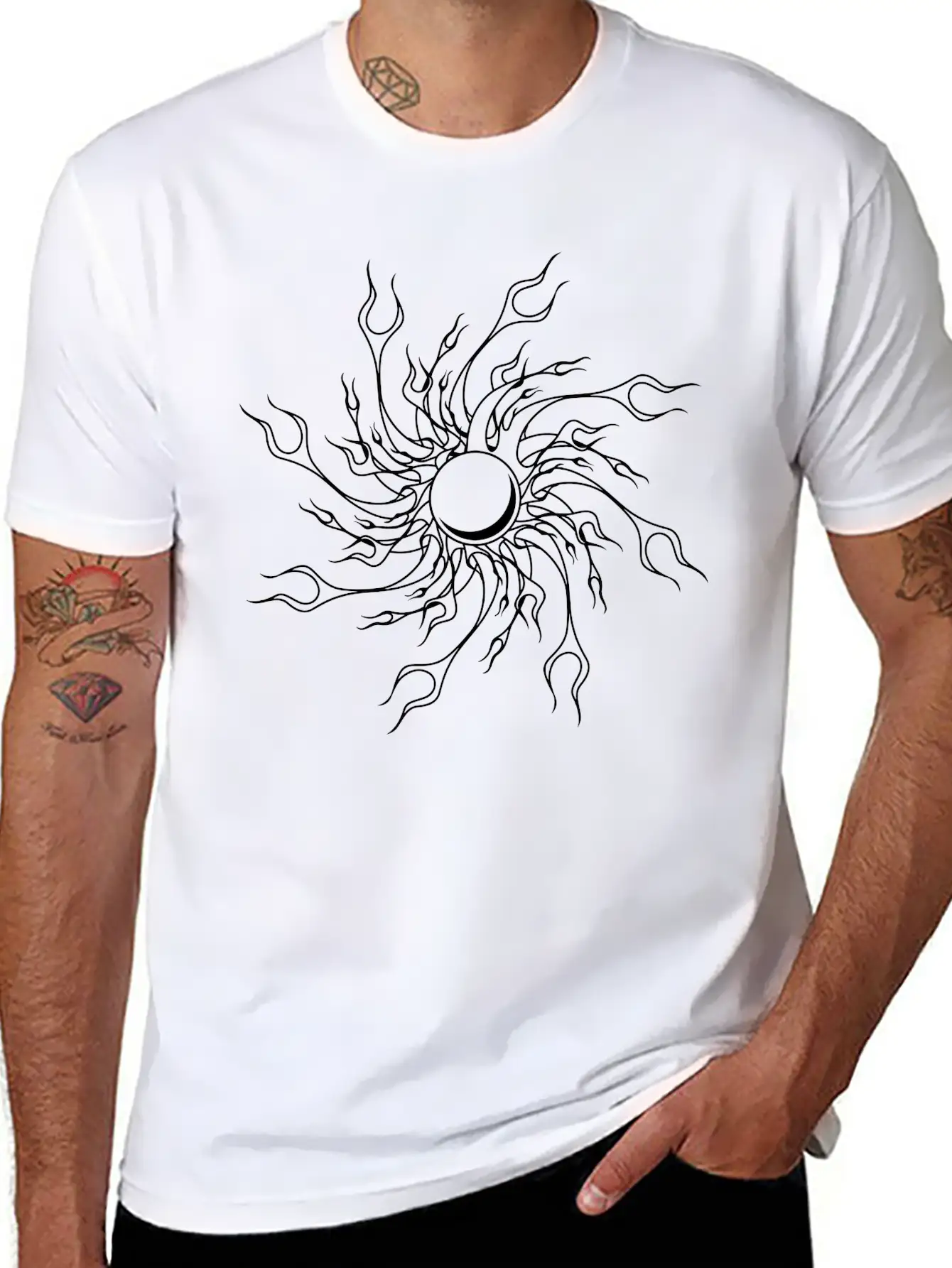 Fire Flames Fireball Unisex Short Sleeve Soft Cotton T-Shirt – Casual Everyday Wear